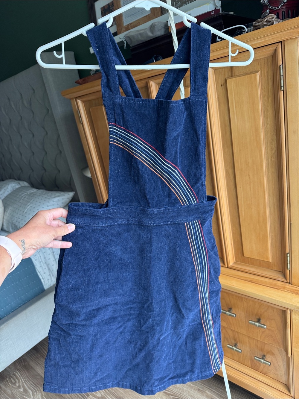 ModCloth Navy Corduroy Pinafore Dress
